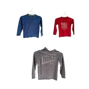 Boys Long Sleeved Athletic T Shirt Bundle 3 Piece Nike Old Navy Size 6-7